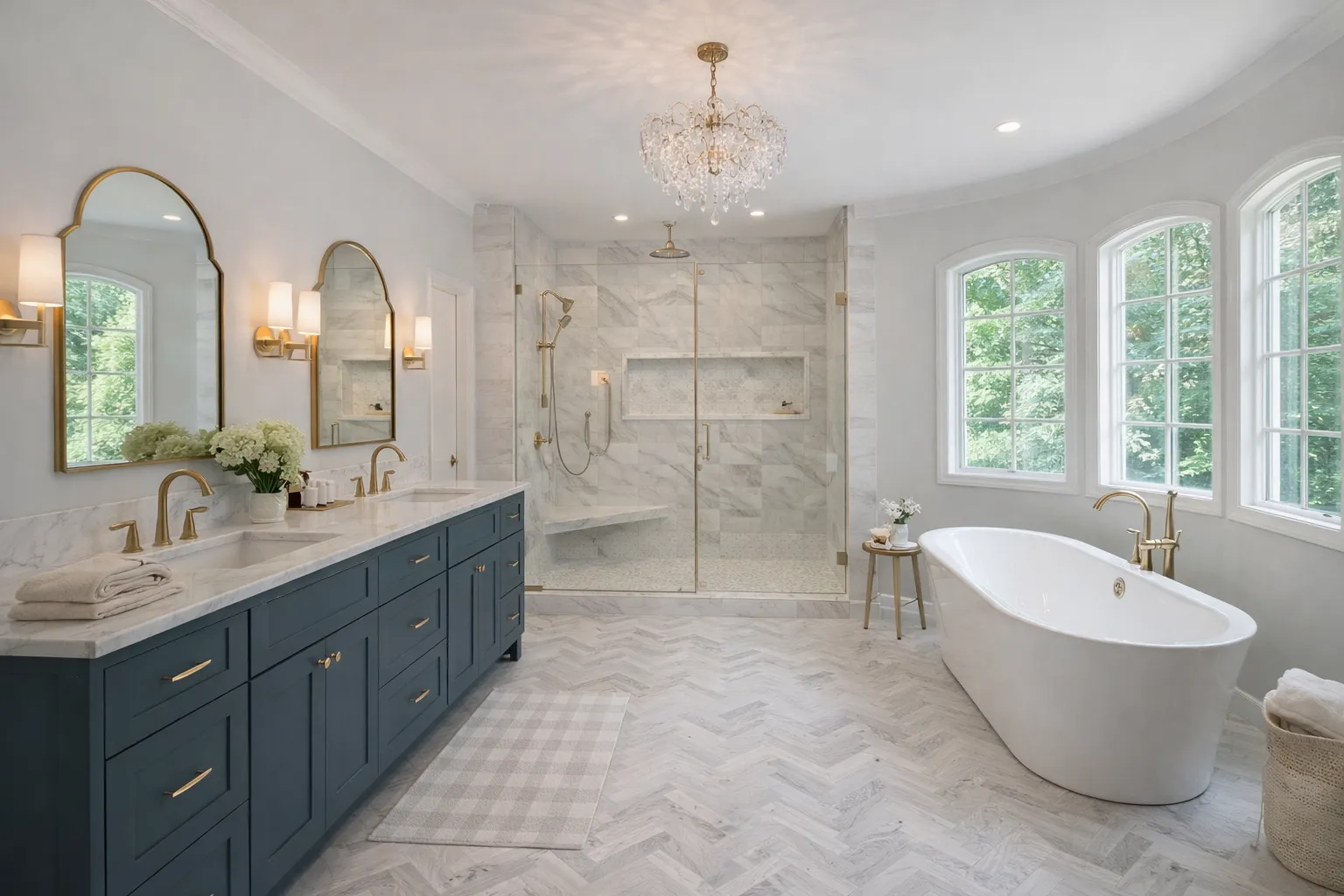 Elegant primary bathroom remodeling project in Cherry Hill NJ