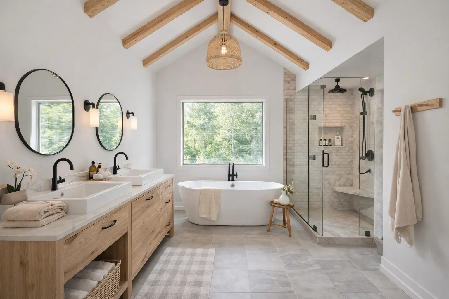 Modern marble bathroom renovation in Cherry Hill NJ